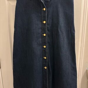 Liz Claiborne Dark Blue Maxi Skirt with Gold Buttons